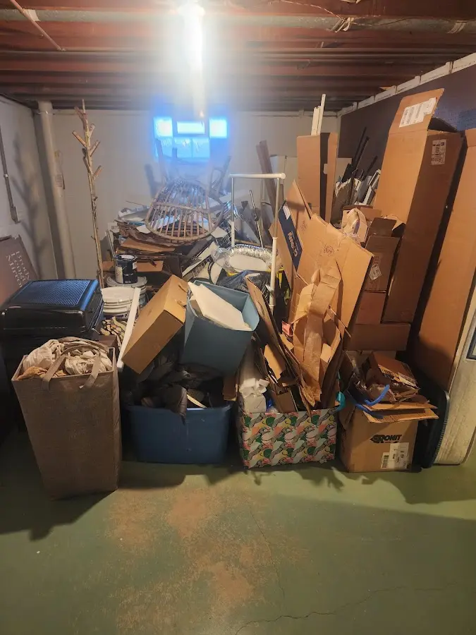 Roll-off dumpster container at job site for 4 Yard Dumpster Rental in Welsh